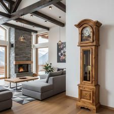 Voglauer Anno 1600 Standuhr hell Holz Wohnzimmer Dekoration Uhr antik alt