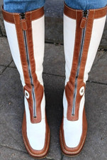 AIGNER eleganter weiß-brauner Lederstiefel Stiefel Größe 40 -