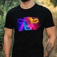 T-Shirt Herren Neon Kuh Motiv