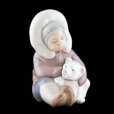 Eskimo Kind mit Eisbär #1195 - Porzellan Figur - Lladró