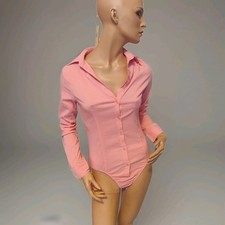 Blusenbody Fein Rot/Weiß Gestreift, Stretch Gr. S/ XS