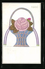 Künstler-AK sign. N. Spiegel: Rose in einem Korb 1935 