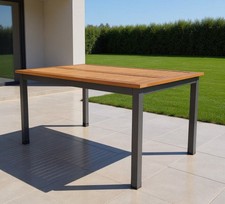 Aluminium GARTENTISCH Eukalyptus Holzplatte 150 x 90 cm Esstisch braun