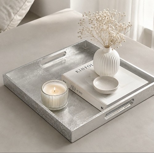 Tablett blatt silber - tablett, blatt-silber