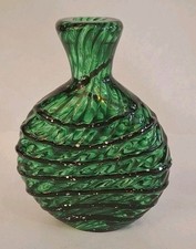 Schöne grüne Glas-Schnupftabakflasche - Bixl - Glas - Silbersprenkel