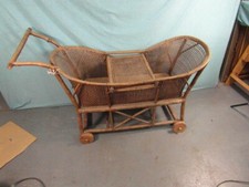 Kinderwagen Kinderbett Unikat Zwillinge Antik Geflecht Vintage Verstellbar 34ao1