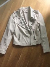 Lederjacke Zara Women Biker Nieten steinweiß Gr. L Neu