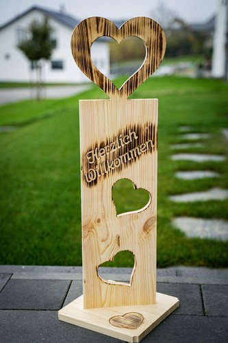 Holz deko schild geflammt - holz,
