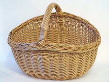 großer, ovaler Korb Weidenkorb mit Henkel Tragekorb Henkelkorb, alt