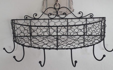 Dekokorb ,Wand,6 Haken.Metall,schwarz