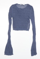 ZARA Damen Blau Häkel Strick