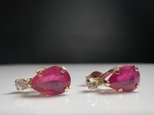Rubin Ohrstecker Gold 10K 375 Rubin Bergkristall Paar Vintage