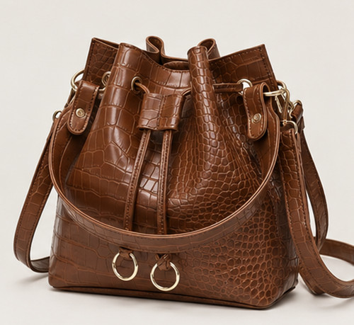 Braune kroko bucket - bucket, bag
