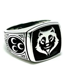 Wolf Herrenring 925 Silber Ring Wolfkompf Bozkurt Üc Hilal Gümüş Kurt OSMANLI