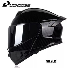 Uchoose Integralhelm L  CARBON Black Klapphelm & Doppelte Sonnenblende Motorrad