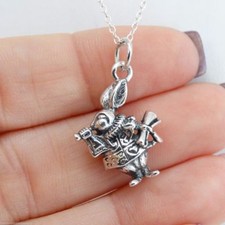 Weißer Hase Bettelkette - 925 Sterling Silber Alice im Wunderland Figur