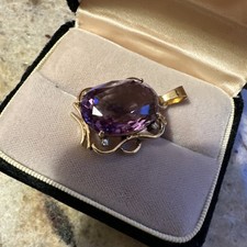 Anhänger  Amethyst, Gg 750, 4 kleine Diamanten, 30 mm x 20mm, 7 Gramm