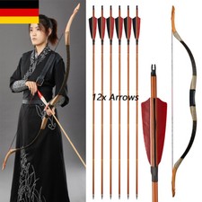 30-50lbs Traditioneller Langbogen Recurve Bogen Carbon Pfeile Bogenschießen Jagd