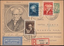 Danzig 281-283 Schopenhauer Satz auf P 59/03 als R-LP-FDC, ESST Gedenkfeier