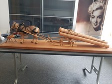 Schlitten Pferdegespann Fuhrwerk Holztransport Pferde  Handarbeit Harzer Modell