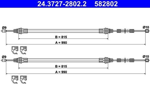 Ate bremsseil set hinten - ate,