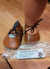 Puppenschuhe v. Sturm, 9,5 cm lang 5 cm breit, braun für 70mm Gr. Füße