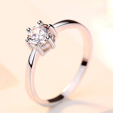 Verlobungsring klassisch Sterling Silber 925 Solitär Zirkonia Damen Ring