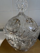 Vintage Bowlentopf Red Bird in White, Hofbauer Kristall Bowle mit Deckel 5,2 kg