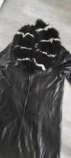  Schwarzer Ledermantel Gr. 2XL (50/52)Sehr Guter Zustand Echtfell Kragen Abnehm