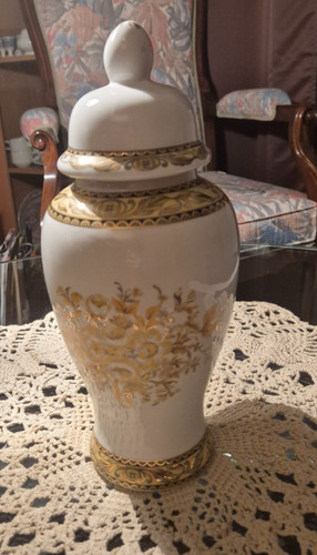 Deckelvase keramik weiß - keramik, mit