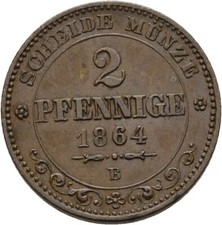 Sachsen 2 Pfennig 1864 B