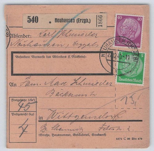 Reich paketkarte neuhausen - reich,