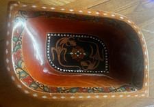 Dekoschale Holzschale Schale Holz mit Eidechse ca. 26 cm - sehr guter Zustand