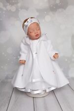 BELLA-SET Taufkleid+Stirnband+Mantel Spitze Taufe Babykleid weiss NEU
