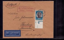 Dt. Reich Luftpost Brief Berlin nach Flensburg 1934 + Unterrand