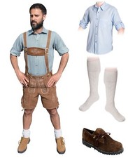 5-teiliges Trachtenset C *hellbraun kurze Trachtenlederhose Schuhe Hemd Strümpfe