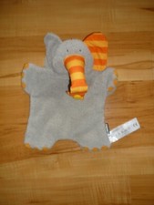 Jako-O Elefant - grau + orange + gelb - Schmusetuch - Schnuffeltuch Kuscheltuch