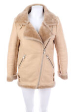 zebra Kunstlederjacke Lederjacke Faux Leather Kunstpelz-Besatz XS nude beige
