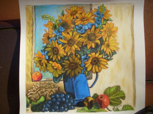 Bild pastell original blumen - pastell,