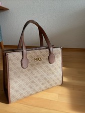 GUESS Damen Handtasche Schultertasche/ Umhängetasche Braun  Logo Kunstleder