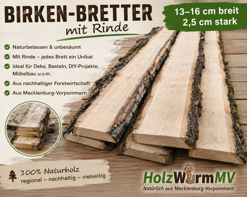 Birkenbretter mit rinde cm - birkenbretter,