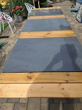 Gartentisch mit 3 Granitplatten und Holzoptik /Holz für 12 Personen