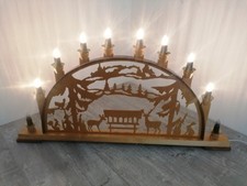 alter großer Lichterbogen Schwibbogen elektrisch "Waldszene" filigran 76x40cm