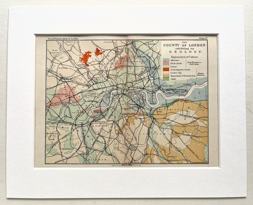 Antike london karte - london, 1900