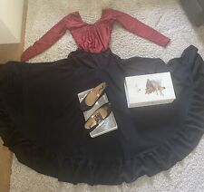 Neu! Flamenco kompl. Outfit, Rock, schwarz, Body S/M, rot, orig. Schuhe, 36 1/2