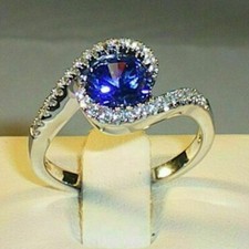 2Kt Rund Blau Saphir Diamant