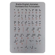 Metall Brailleschrift Lerntafel mit erhöhten Punkten Buchstaben Zahlen und Satz