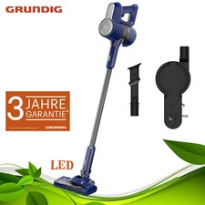 GRUNDIG Akku Staubsauger beutellos 2in1 Zyklon Akkusauger LED Wandhalterung Blau