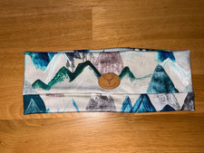 Heimatgfai - Outdoor - Damen-Stirnband - Bergmotiv - Creme/Grün/Blau - B: 10 cm