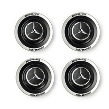 4x Mercedes AMG Schmiedefelgen Nabendeckel A0004005700 9283 mattschwarz/Silber